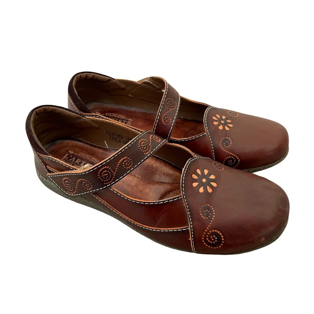 L'Artiste by Spring Step Mary Jane Shoes Women Platform Brown Leather 40